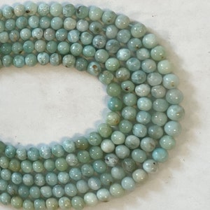 100% Natural Dominican Larimar 5 mm Round Larimar Beads--15.5 inch Gemstone Beads
