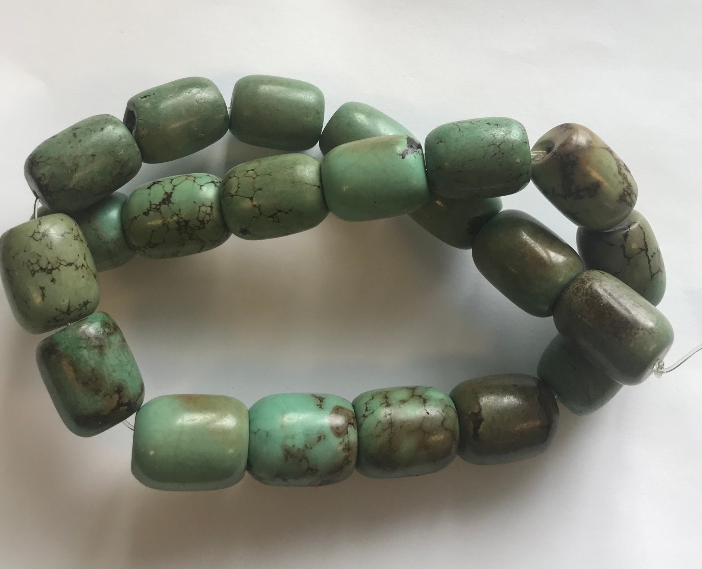 Pietre Preziose Di Qualità Rara Perline Turchese Grande Foro Di Forma - Foto 9