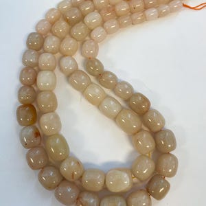 Peach Jade 8x7mm-16x15mm Graduated Barrel Gemstone Beads-~ -15.5 Inch strand