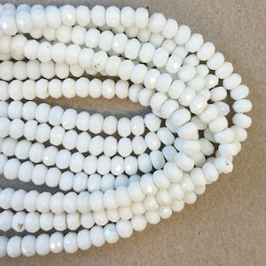 white jade 8x5mm faceted rondelle Beads-15.5 inch strand