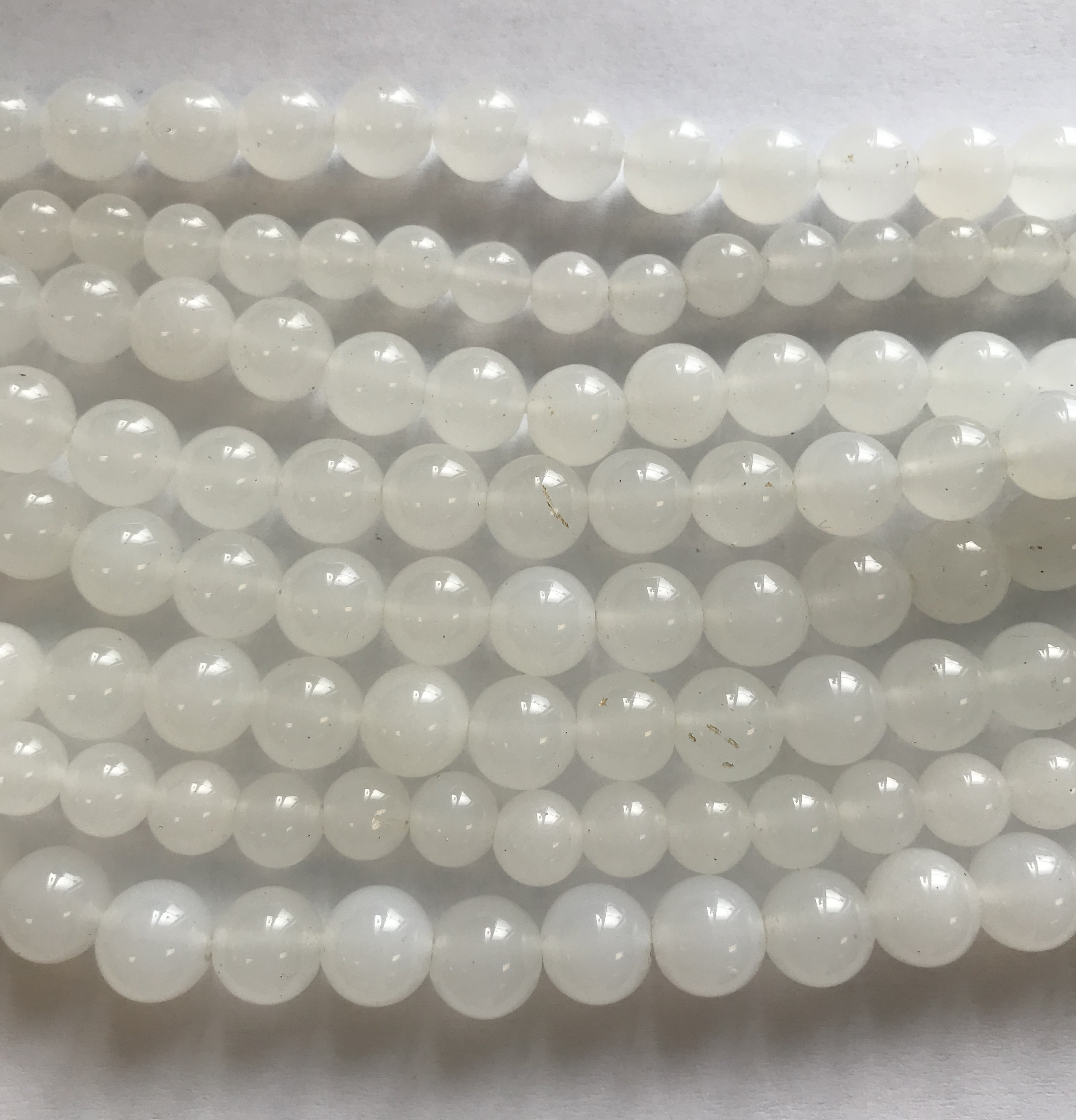 Perline Giada Bianca Naturali - Distanziali Tondi 4-12 Mm, 15 Pollici, Senza Nichel