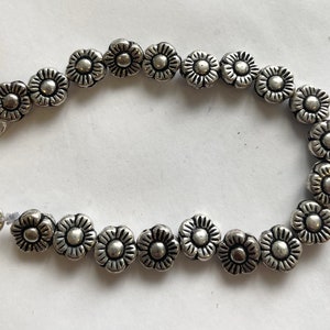 Silver Plated Copper 10x5mm Flower copper beads/7 inch strand/18 beads
