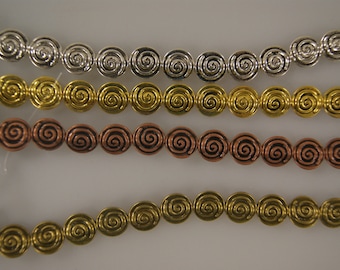 11x11x3mm Coin Base metal 17 beads/7 inch strand