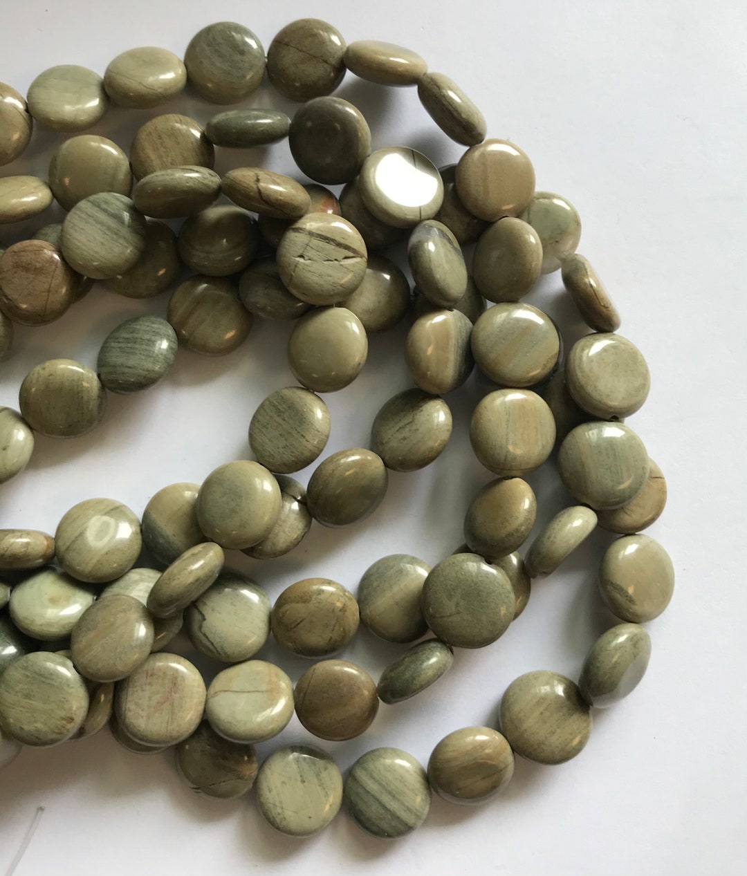 Natural Green Jasper 12x5mm Coin Gemstone Beads--15.5 Inch Strand - Etsy