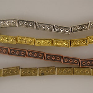 14x6x6mm rectangular Base metal 13 beads/ 7 inch strand