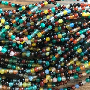 muti colors agate,onyx,chalcedony 3mm Round Gemstone Bead--15 inch strand-