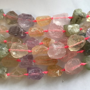 amethyst,citrine,rose quartz,prehnite four gemstone nugget 15-30mm  gemstone Bead -15 inch strand