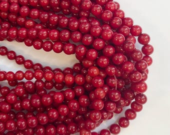 Collana Perline Rosse Perla Conchiglia Collana Perline Rotonde Perle Di Conchiglia Corallo Rosso - 8/10/12 Mm - Lunghezza 17-24 - Fatto A Mano Collana Perle Conchiglia
