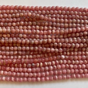 Natural Rhodochrosite 5mm Round Gemstone Bead-~ -15.5 inch strand