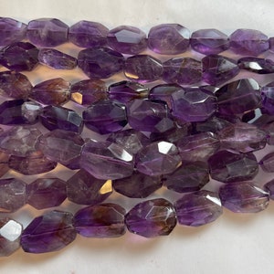 natural amethyst (13-20)x(12-13)x(7-12)mm faceted nugget gemstone beads--7.5 inch strand