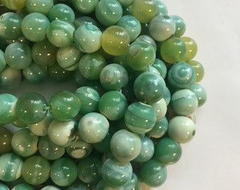 green agate 12mm round gemstone Bead -15 inch strand