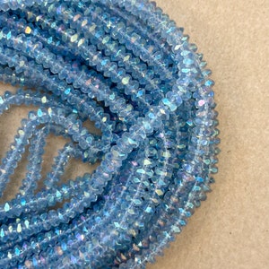 AB Blue Quartz 6x3mm Faceted Rondelle gemstone Beads-15.5 inch strand
