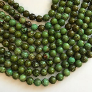 Green Turquoise 8mm Round Gemstone Beads -15.5 inch strand