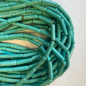 natural stabilized turquoise 23x6mm cylinder gemstone beads--15.5 inch strand