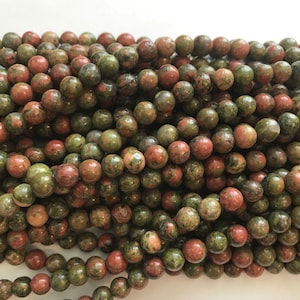 natural unakite 4mm,6mm,8mm,10mm round gemstone beads--15.5&quot;
