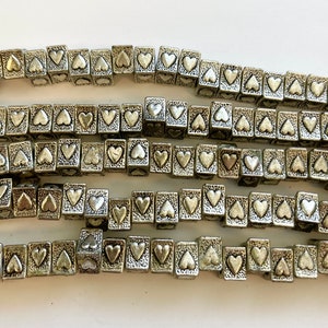 7x5mm square Base metal 32 beads/ 7 inch strand