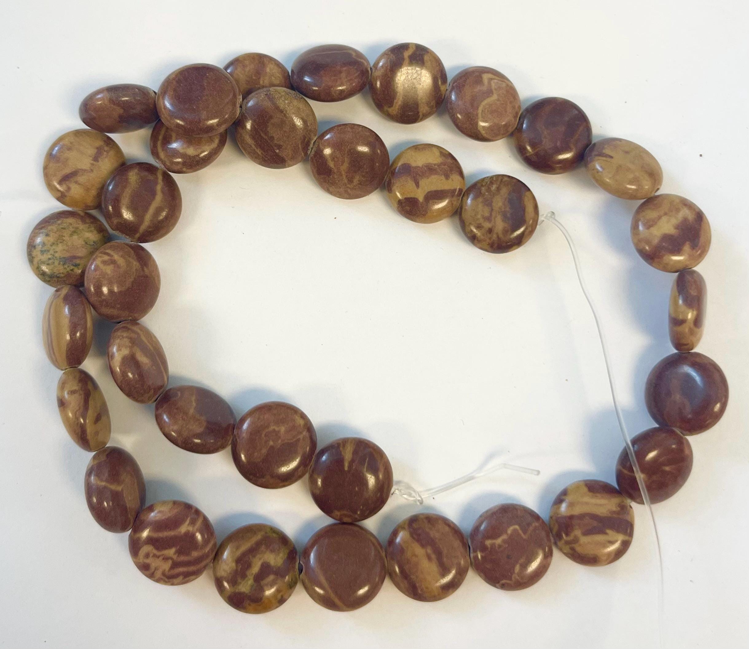 Brown Jasper 12x5mm Flat Coin Gemstone Bead--15.5 Inch Strand- - Etsy