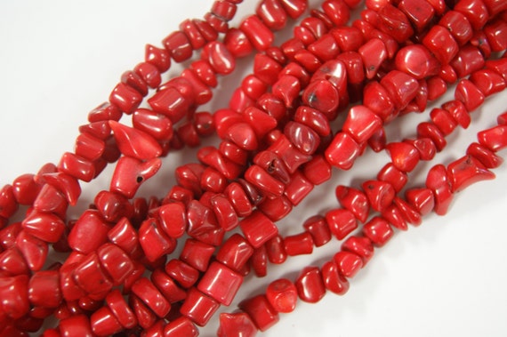 Coral Light Red Colored Irregular Stick Shaped Gemstone Bead-3-12mm-15 inch  strand-