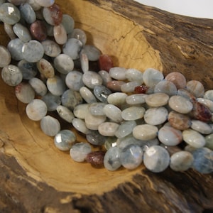 Aquamarine Beads Natural Faceted Coin-14x6mm -15.5 inch strand-
