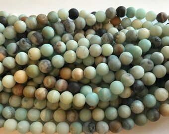 Natural  matt Amazonite 8mm 10mm 12mm Round Gemstone Beads---15.5"