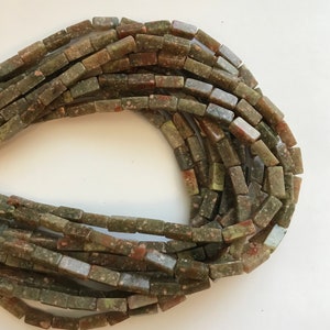 Natural Jasper 10x4mm Cube Gemstone Bead--15 inch strand-