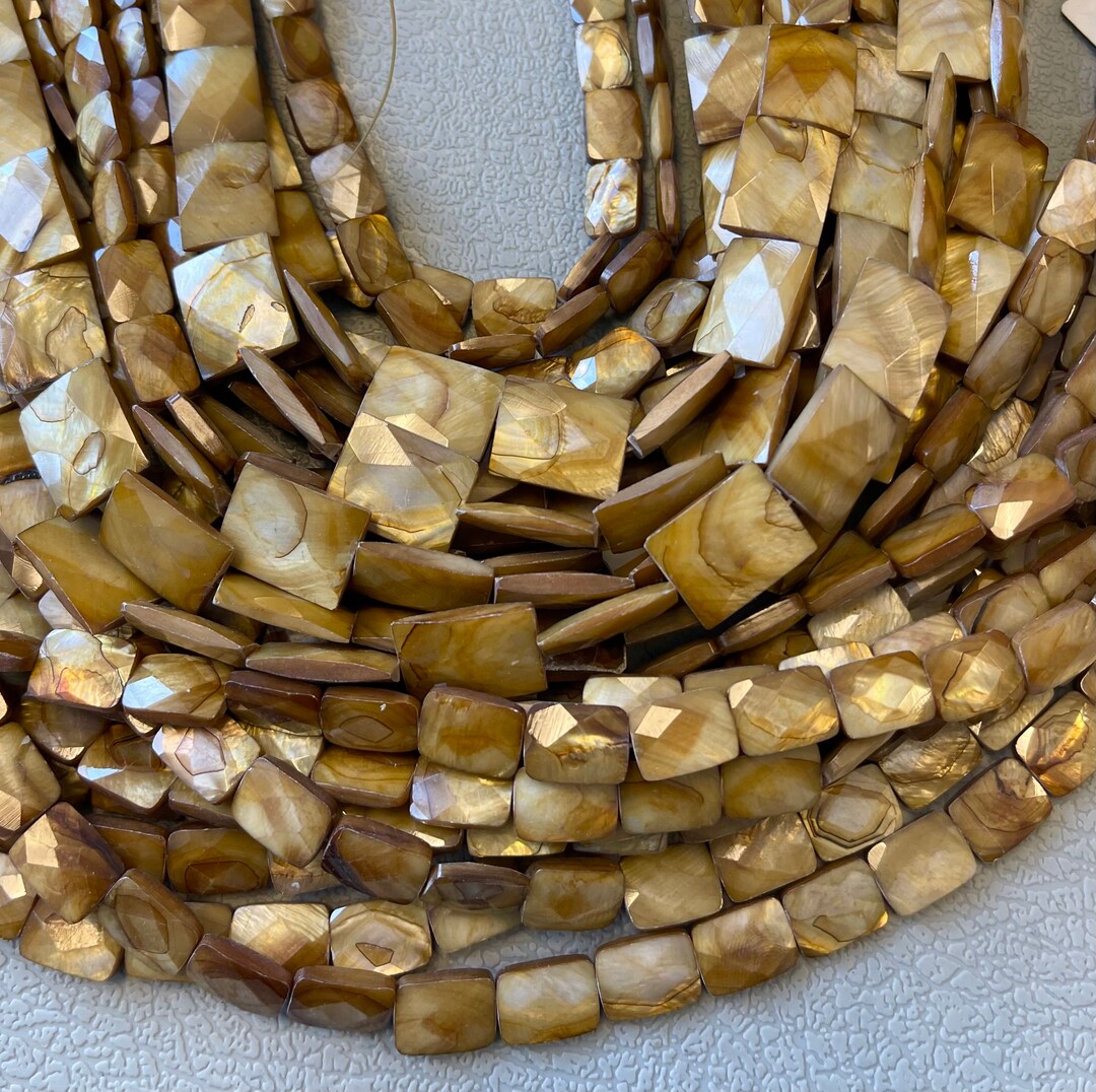 Brown Shell 14x10x4mm 20x15x5mm Faceted Flat Rectangle Shell Bead -15.5 ...