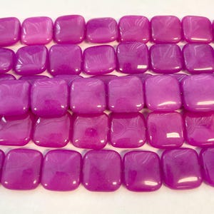 Violet Jade 20x20x7mm Square Gemstone Bead -15.5 inch strand-