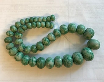 Natural Chinese Jade 5x3mm-14x10mm Graduated Rondelle Gemstone Bead 15.5 inch strand