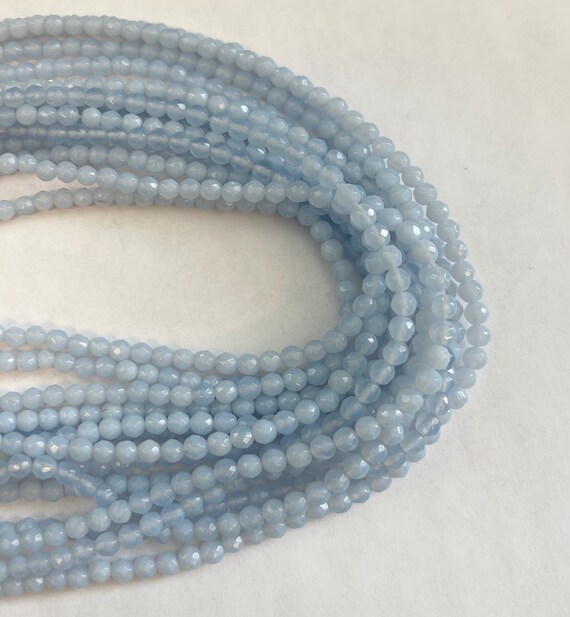 Blue Chalcedony 4mm Faceted Round Gemstone
