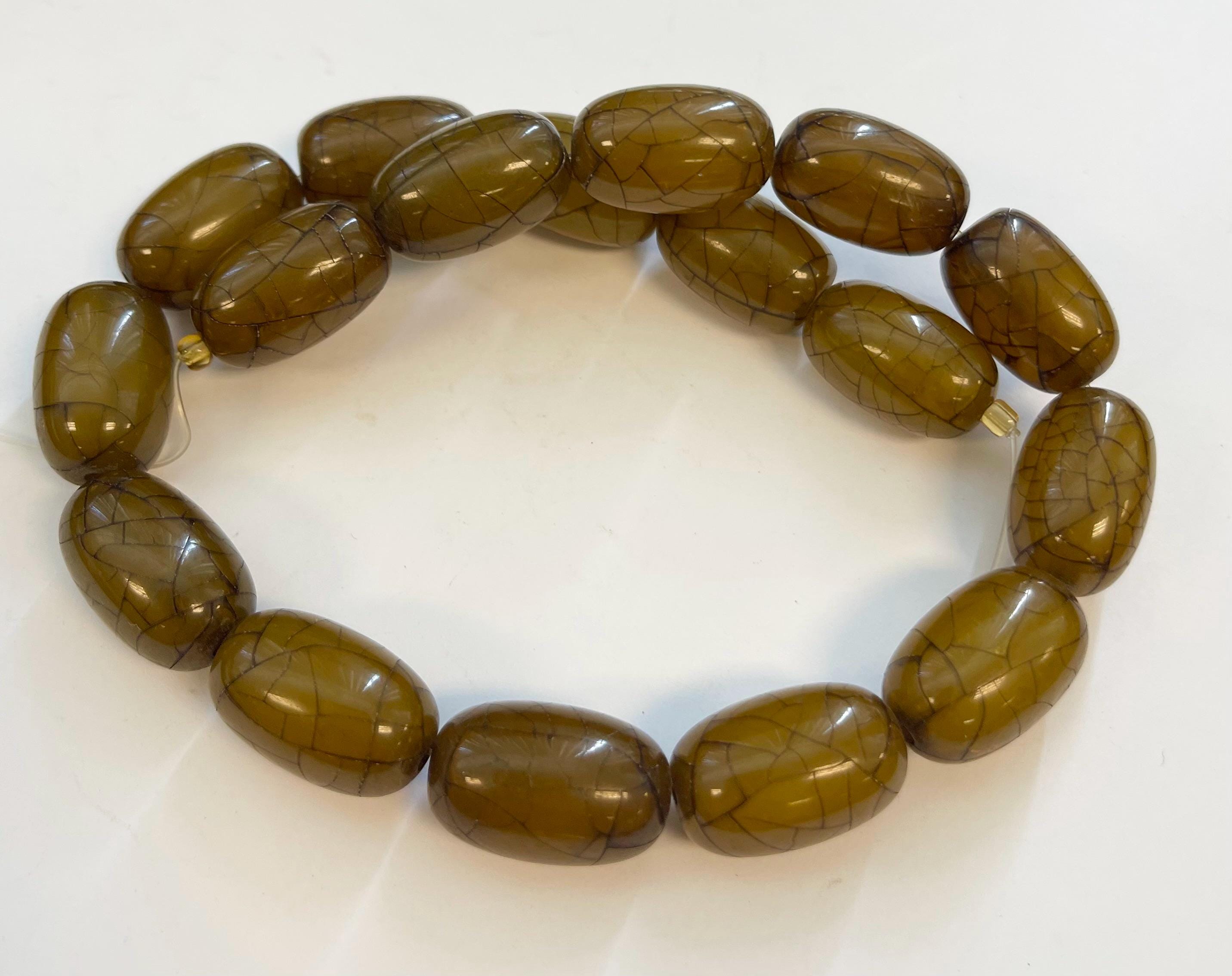 Reconstructed Amber 16x12mm 24x16mm Barrel Gemstone Bead--15.5