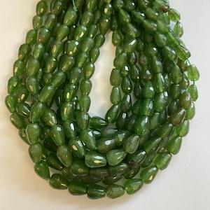 Canadian jade 12x8mm faceted teardrop  gemstone Bead -15.5 inch strand