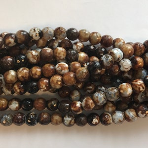 fire agate 10mm faceted round Gemstone Beads - 15.5 inches strand