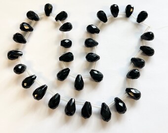 AA Grade Black Agate Gemstone Teardrop Beads For Jewelry Making 15" Yao-Bye 