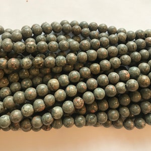 Green Jasper 6mm Round Gemstone Bead-15.5" strand--1 strand/3 strands