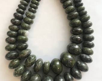 natural green turquoise 10x6mm-20x15mm Graduated Rondelle Gemstone Beads-~ -15.5 Inch strand