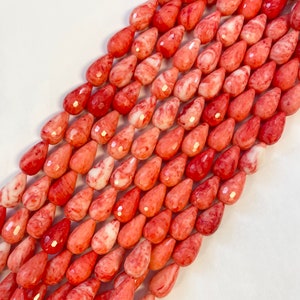 jade 20x12mm faceted teardrop gemstone beads--15.5&quot;