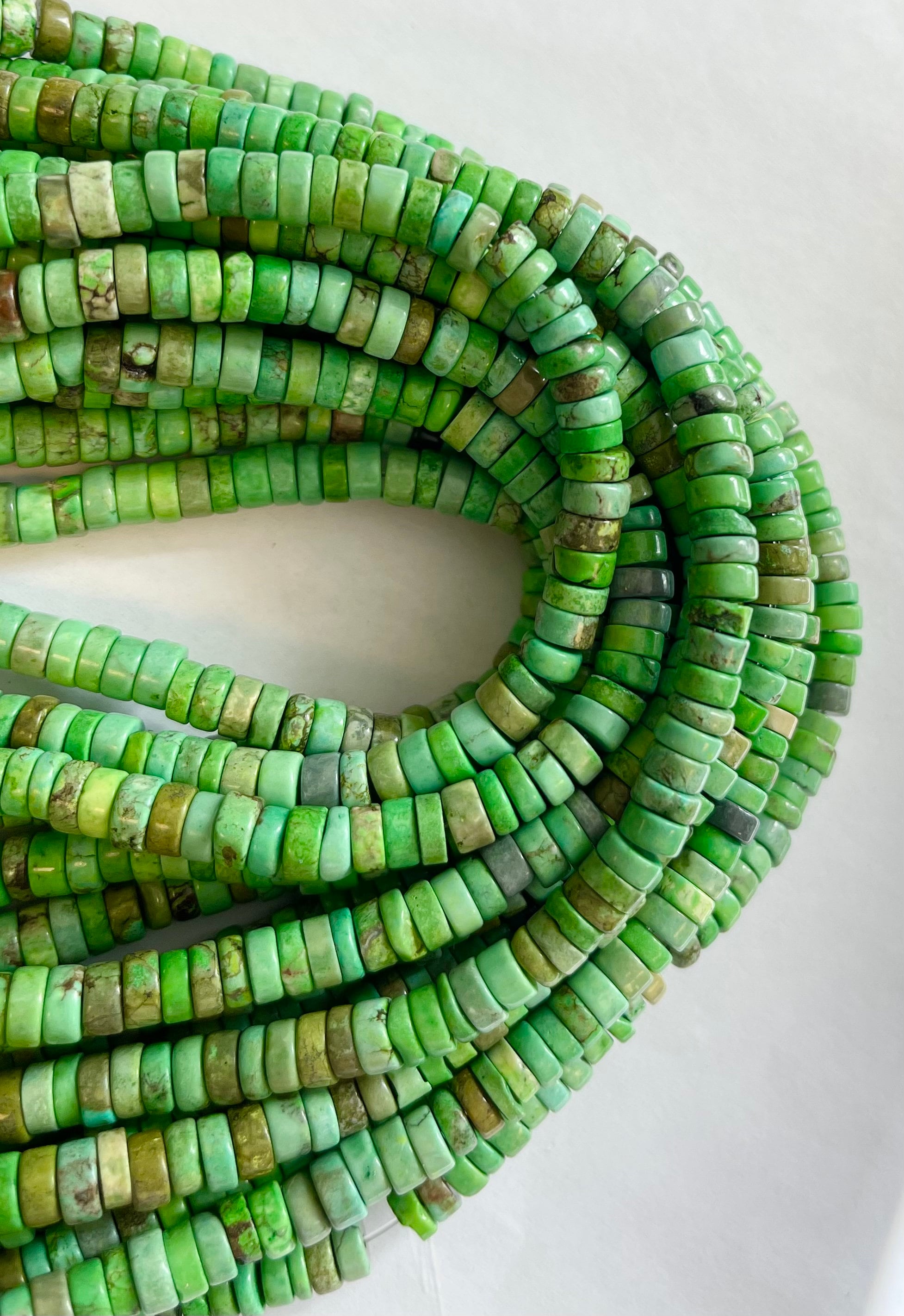 グリーンターコイズ 6 x 3 mm ヘシ染めターコイズ宝石ビーズ - 15.5