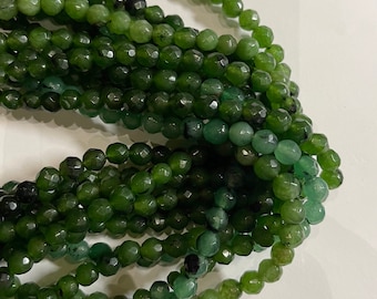 Canadian Jade 6mm Faceted Round Gemstone Bead--15.5 inch strand