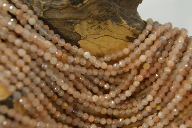 Sunstone Faceted Round Shaped Natural Gemstone Bead-4,6,8,10mm~ 15 inch strand-