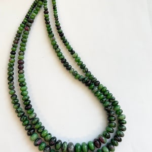 Natural Ruby Zoisite 4x2mm-10x6mm Graduated Rondelle Gemstone Bead--15.5 inch strand