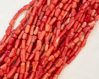 Pink Coral Colored Stick Shaped Gemstone Bead-(8-12)x(4-5)mm-15.5 inch strand--1 strand/3 strands/10 strands