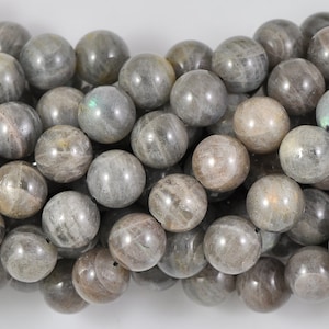 Natural Labradorite 6mm, 8mm,10mm,12mm, 14mm 16mm 18mm  Round Smooth Gemstone Beads -15.5 inch strand