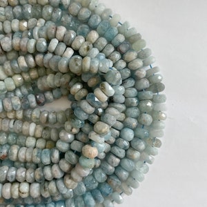 Aquamarine (8-9)x(3-7)mm faceted rondelle Gemstone Beads-15.5 inch strand