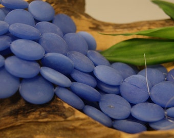 1 strand/3 strands/10 strands 20x6mm Blue Coin matte sea glass Beads frosted glass beads-8 inches strand