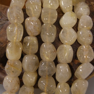 Rutilated Quartz 10-15mm Nugget Gemstone Beads -15.5 inch strand