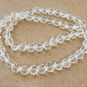 Clear Quartz 6mm Faceted Round gemstone Beads - 14 inches strand