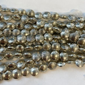 Silver Plated Copper 10x5mm coin Copper Beads/7 inch strand