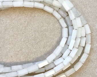 white jade 10x4mm tube Gemstone Beads--15.5 inches strand