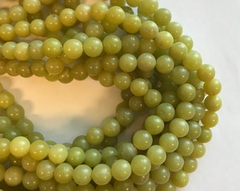 lemon jade 6mm 8mm round Gemstone Beads -15.5"