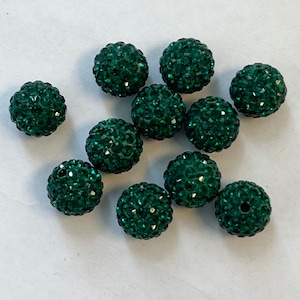 10pcs 10mm green bling tone spacer crystal rhinestone pave ball beads